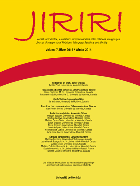 Sarah Gaham, chef d'édition du Journal sur l'identité, les relations interpersonnelles et les relations intergroupes.